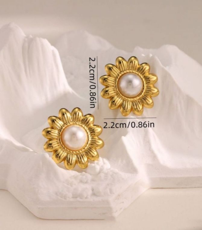 Aretes girasol perla