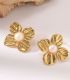 Aretes flor acero perla