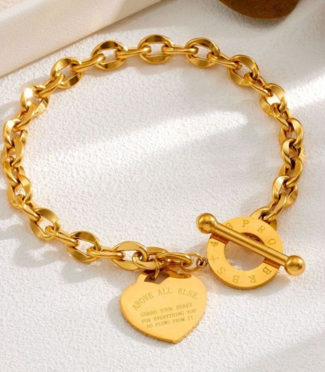 Brazalete chain heart gold