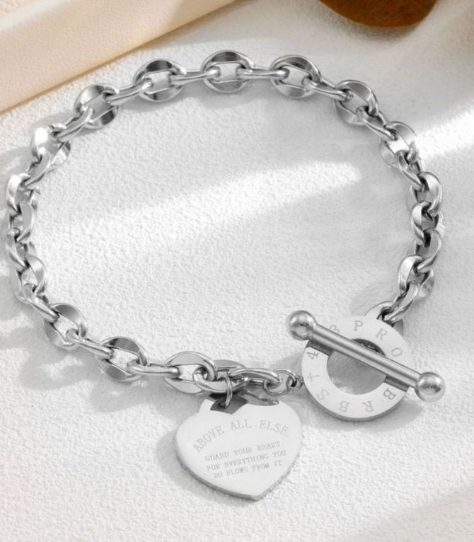 Brazalete chain heart silver