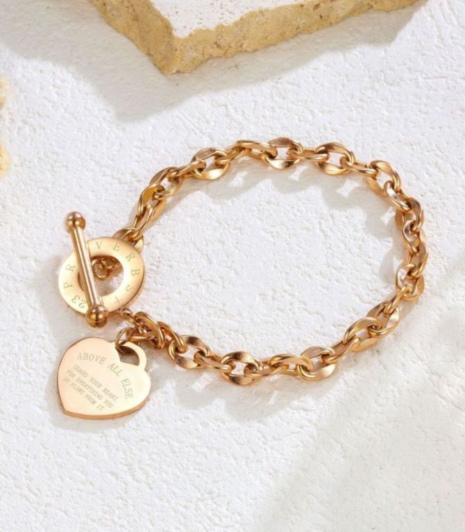 Brazalete chain heart rose