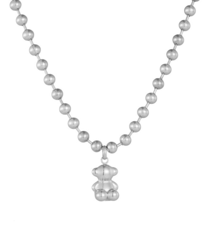 Collar stud oso plata