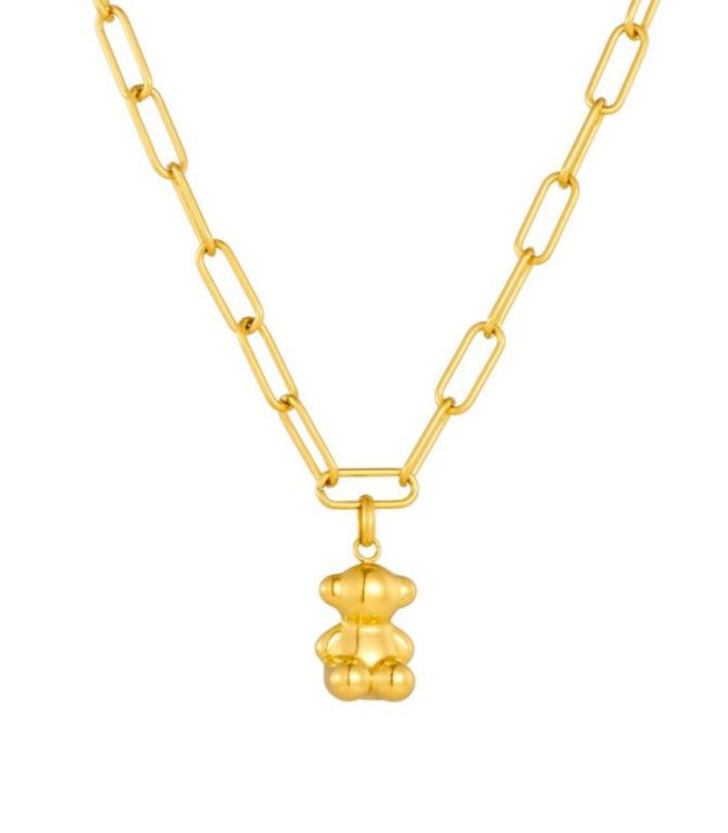 Collar chain oso dorado