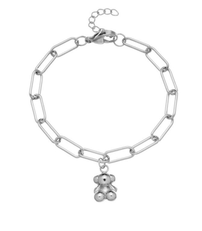 Brazalete chain oso plata