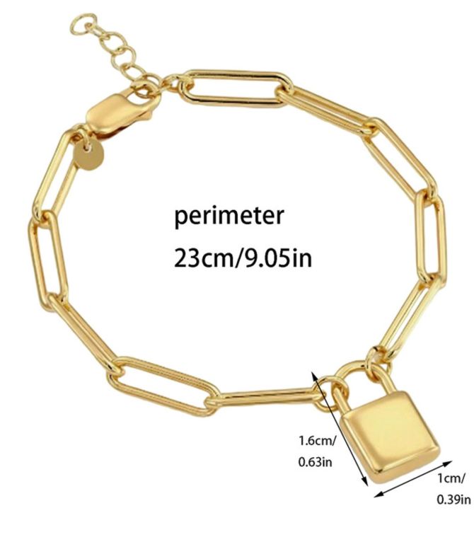 Brazalete chain candado oro