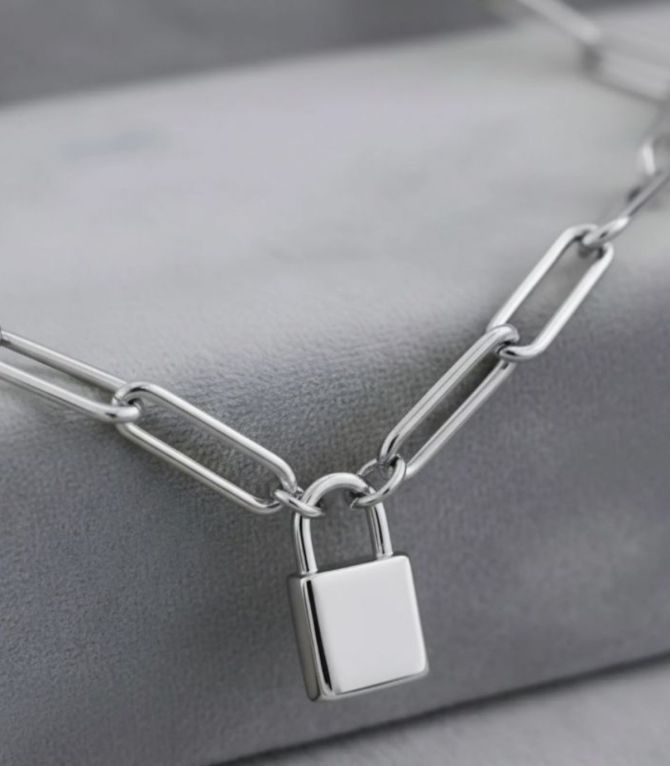 Collar chain candado plata