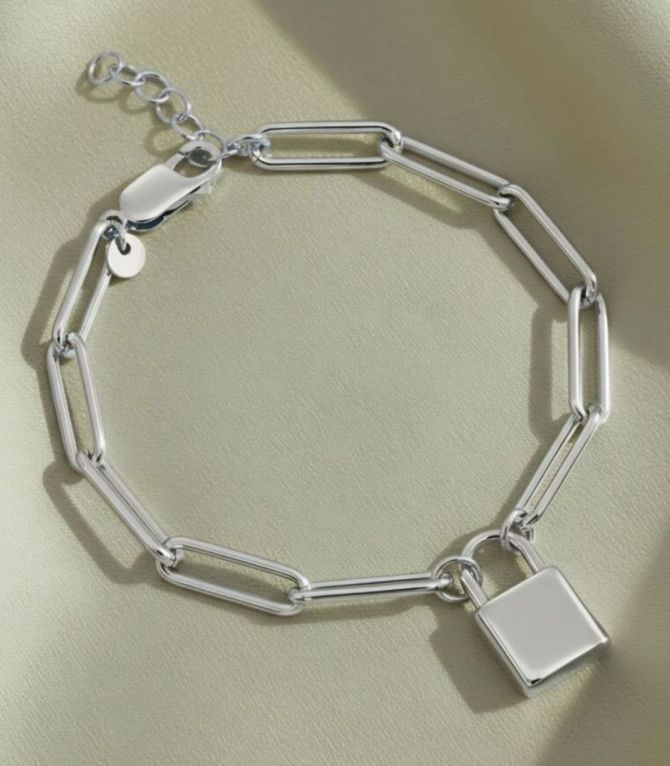 Brazalete chain candado plata