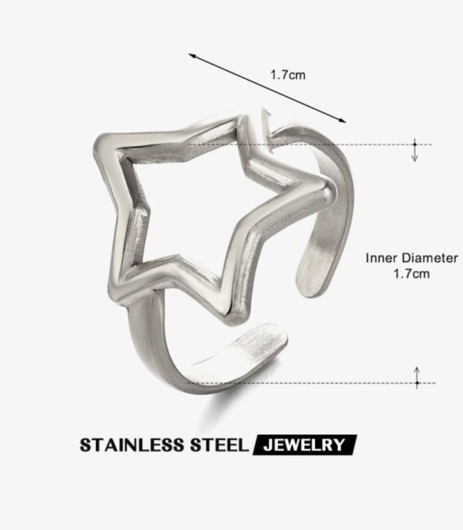 Anillo open estrella plata