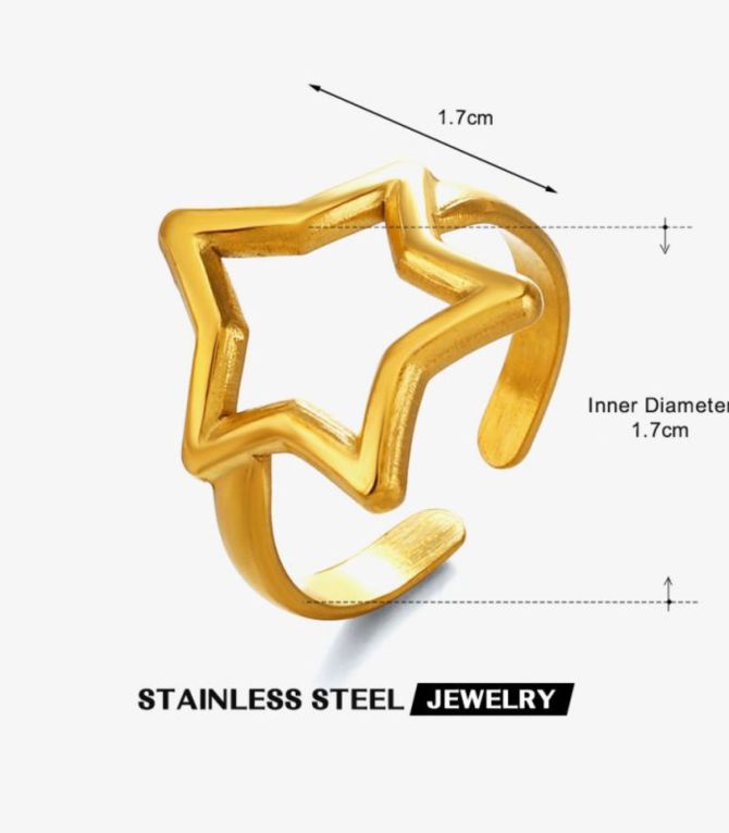 Anillo open estrella dorado
