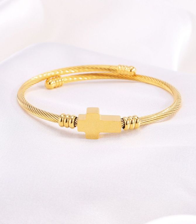 Brazalete open cross gold