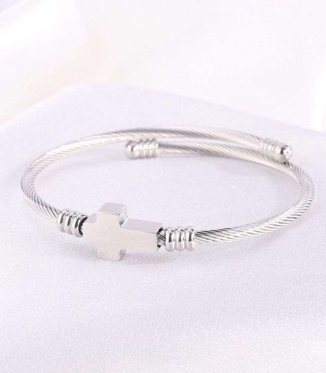 Brazalete open cross silver