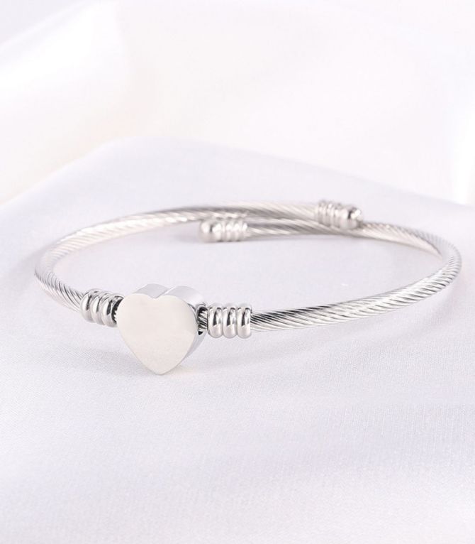 Brazalete open heart silver