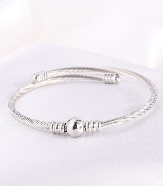 Brazalete open ball silver