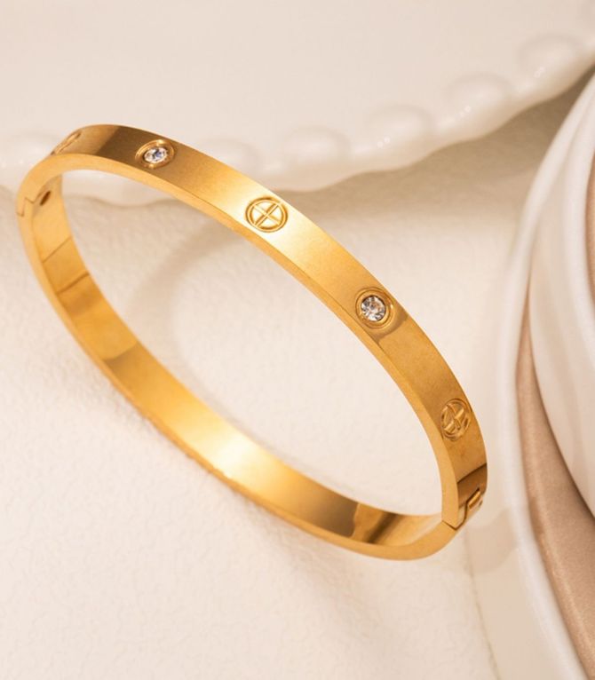 Brazalete love cross diamond gold