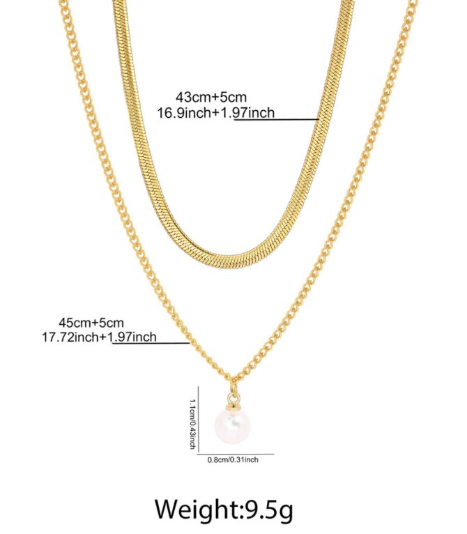 Collar gold doble con perla