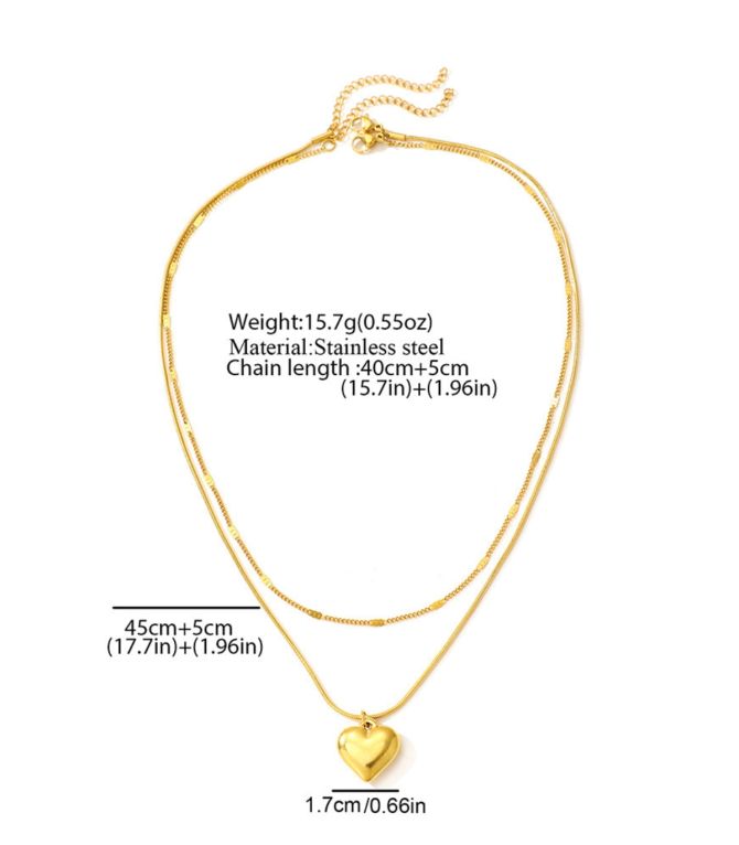 Collar dorado doble con corazón