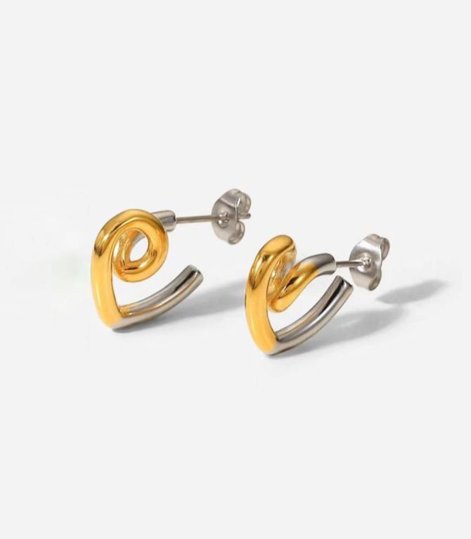 Aretes corazones bicolor