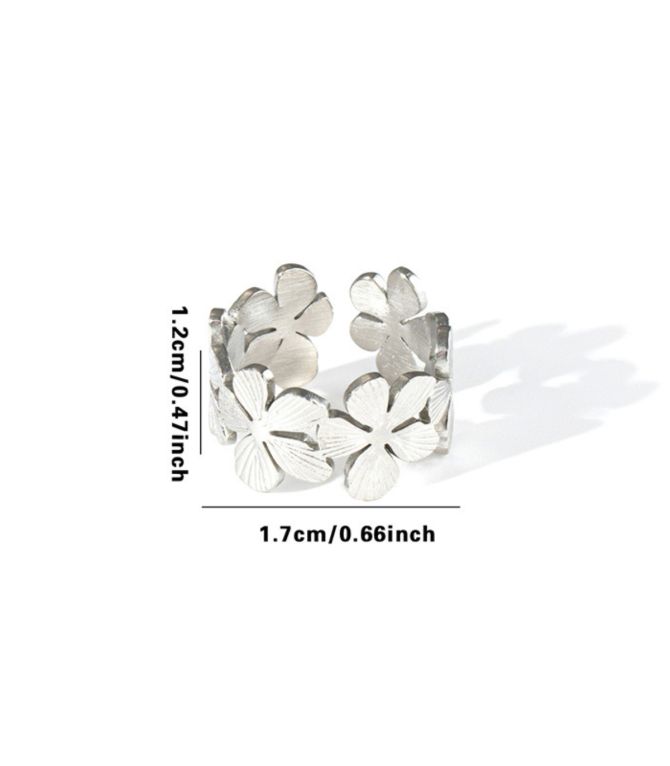 Anillo plata flores
