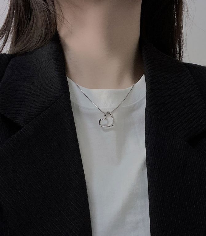 Collar silver open heart