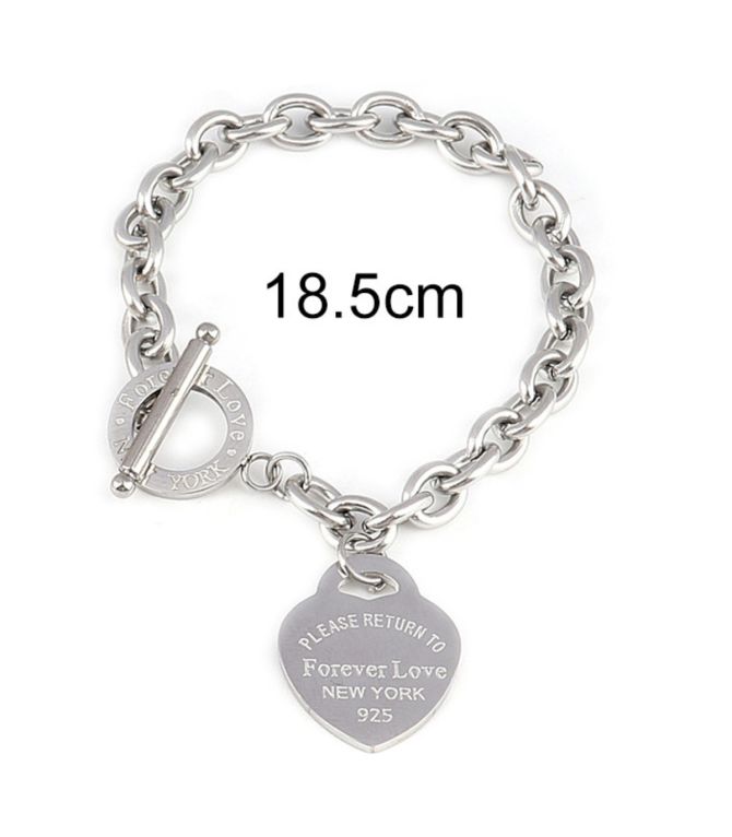 Brazalete plata corazón 18.5cm