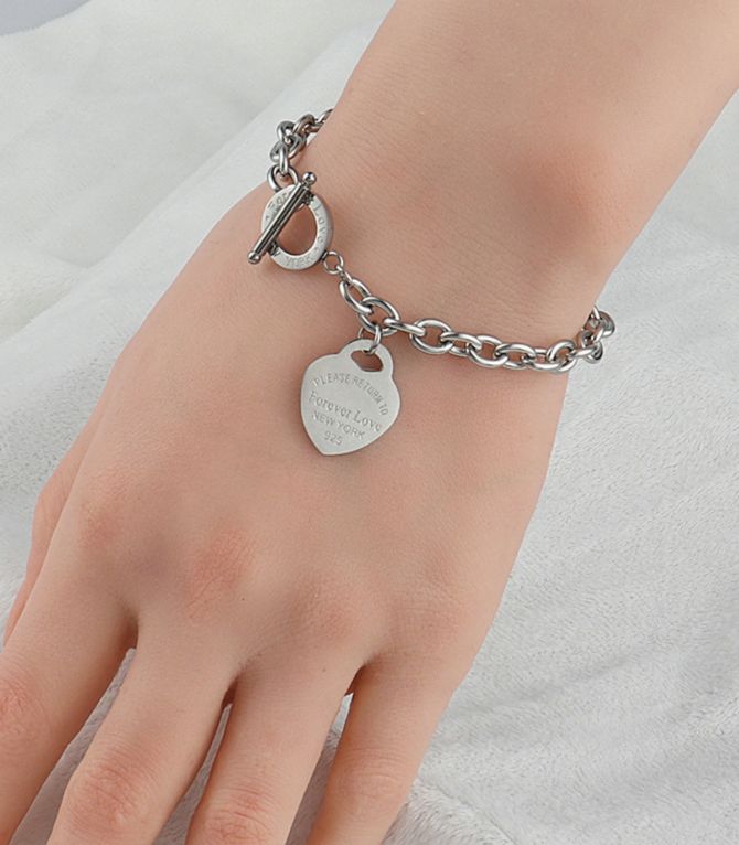 Brazalete plata corazón 16.5cm