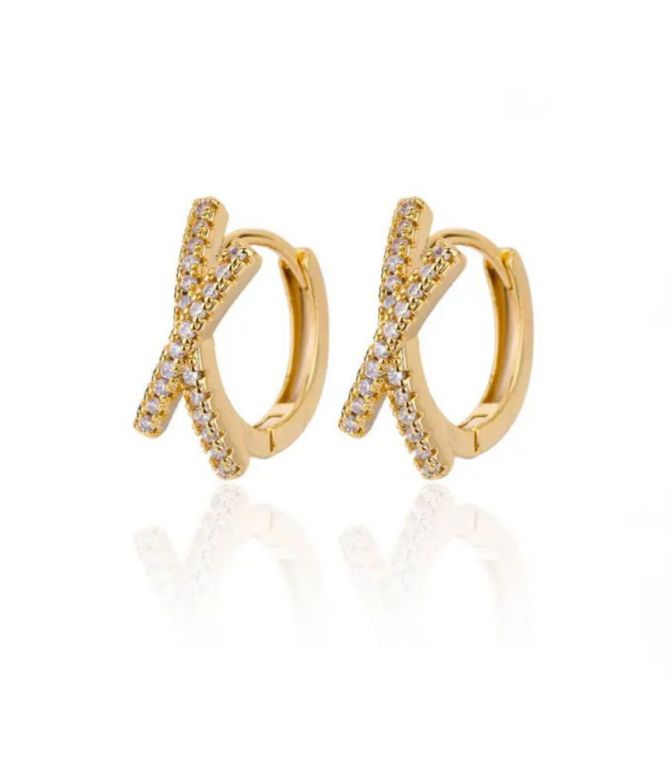 Aretes cruz con zirconias