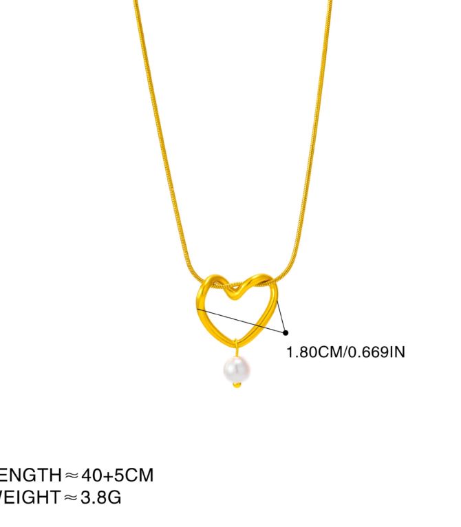 Set collar y aretes perla y corazón