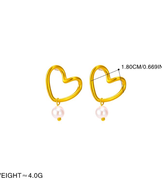 Set collar y aretes perla y corazón