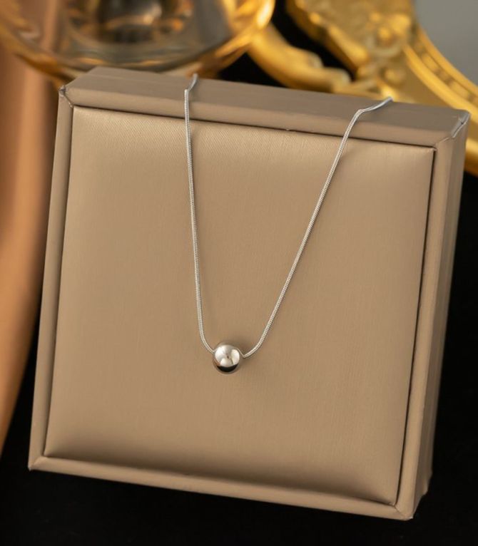 Collar silver round bead