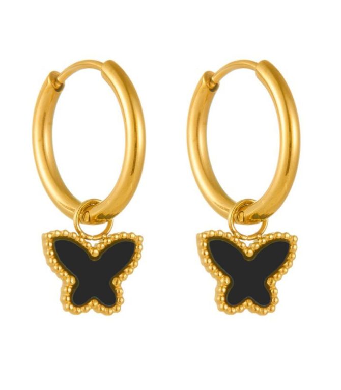 Aretes black butterfly