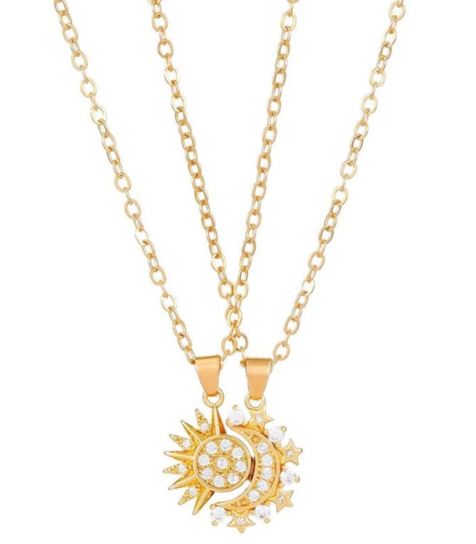 Collar magnético dorado sol y luna