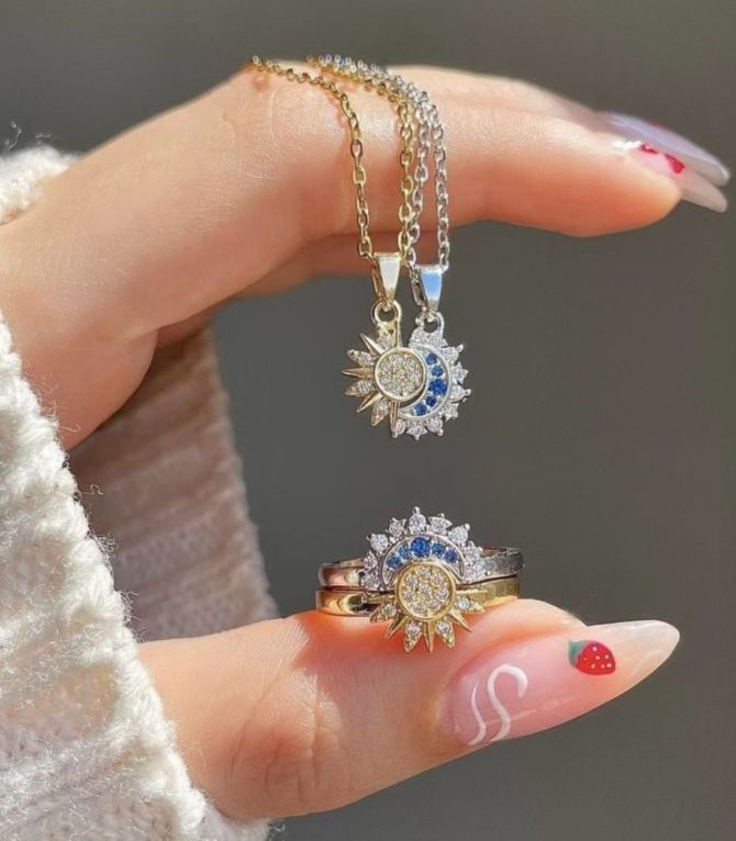 Set collar y anillo bicolor