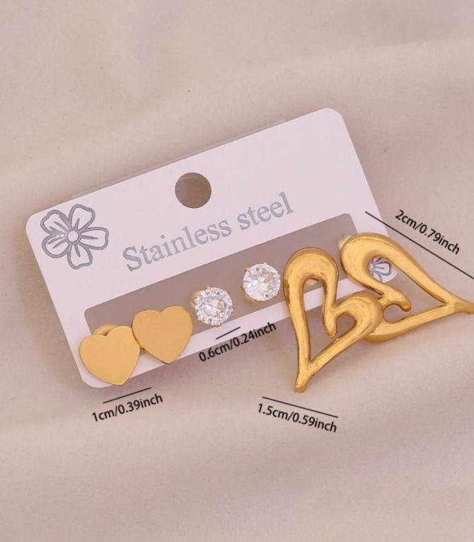 Aretes set diamond heart