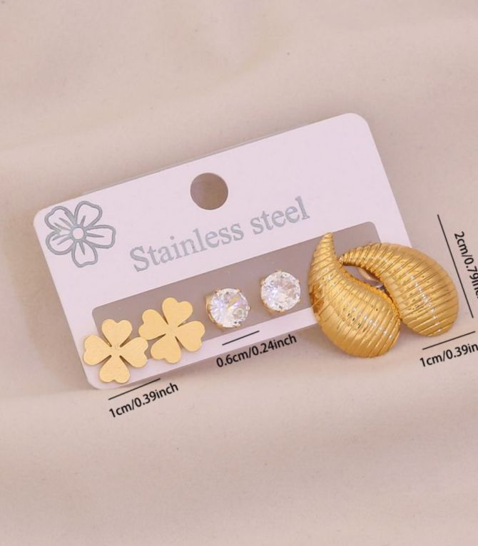 Aretes set clover teardrop