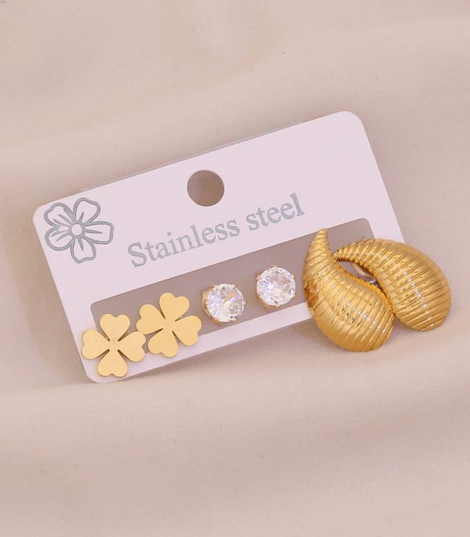 Aretes set clover teardrop