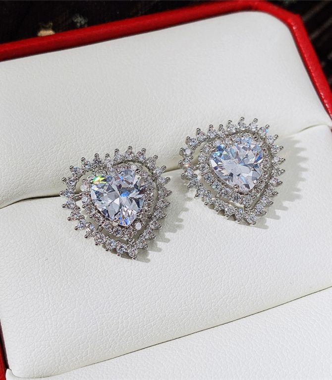 Aretes diamond heart white