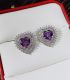 Aretes diamond heart purple