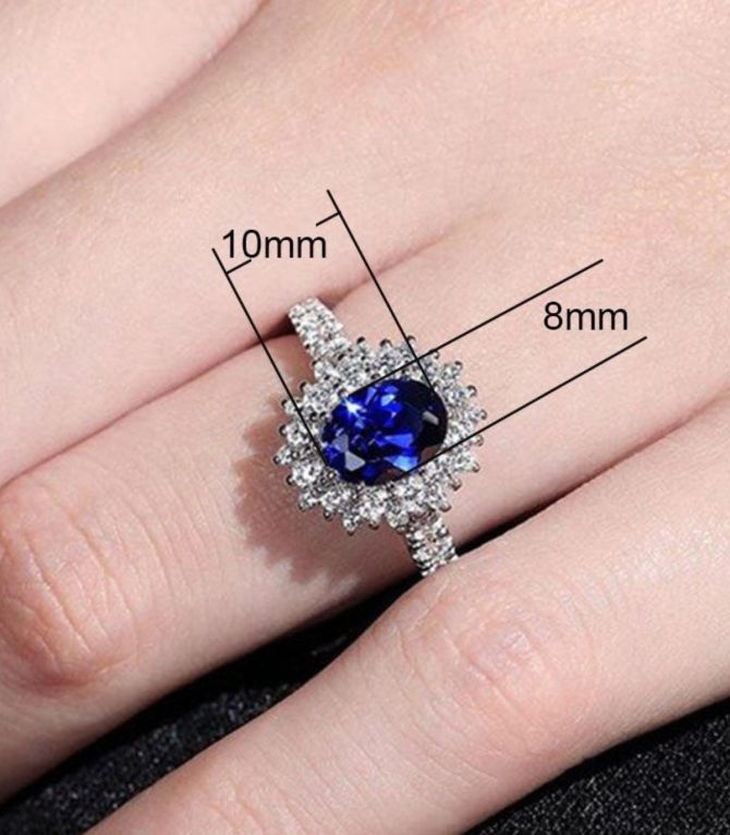 Anillo azul oval talla 7