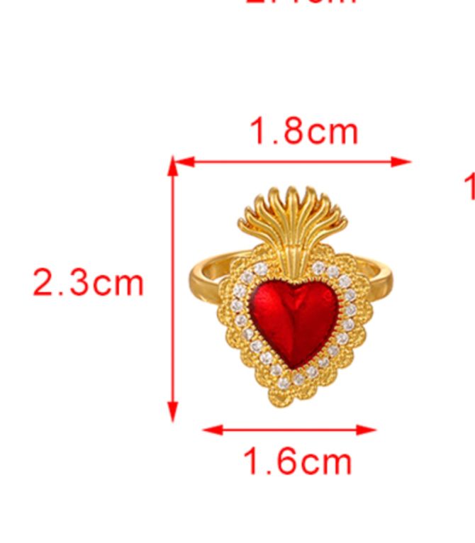 Anillo red zircon heart