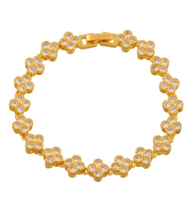 Brazalete white zircon flower