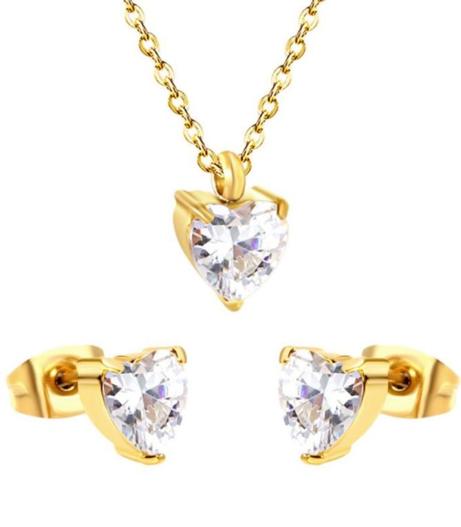 Collar set diamond heart