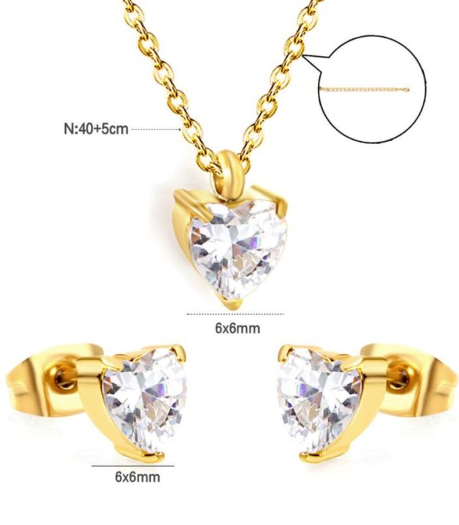 Collar set diamond heart