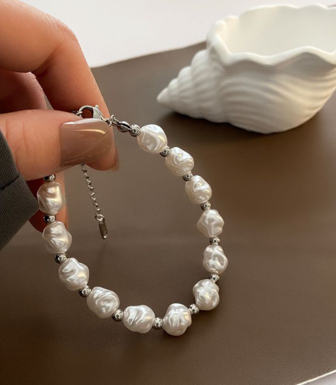 Brazalete plata perlas