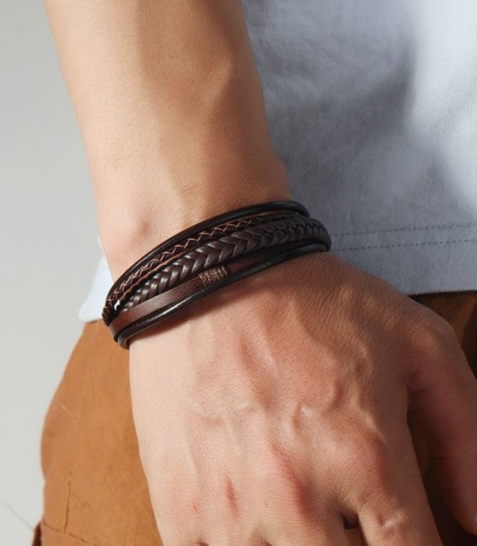 Brazalete brown tejido multilayer
