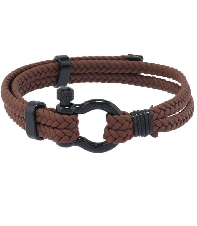 Brazalete brown horseshoe buckle