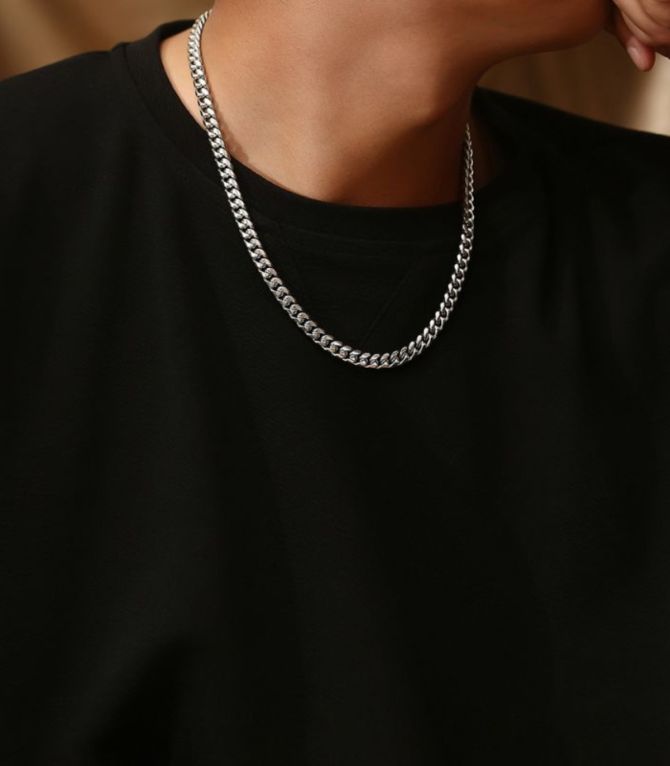 Collar plata de eslabones hombre