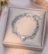 Brazalete plata eslabones corazón