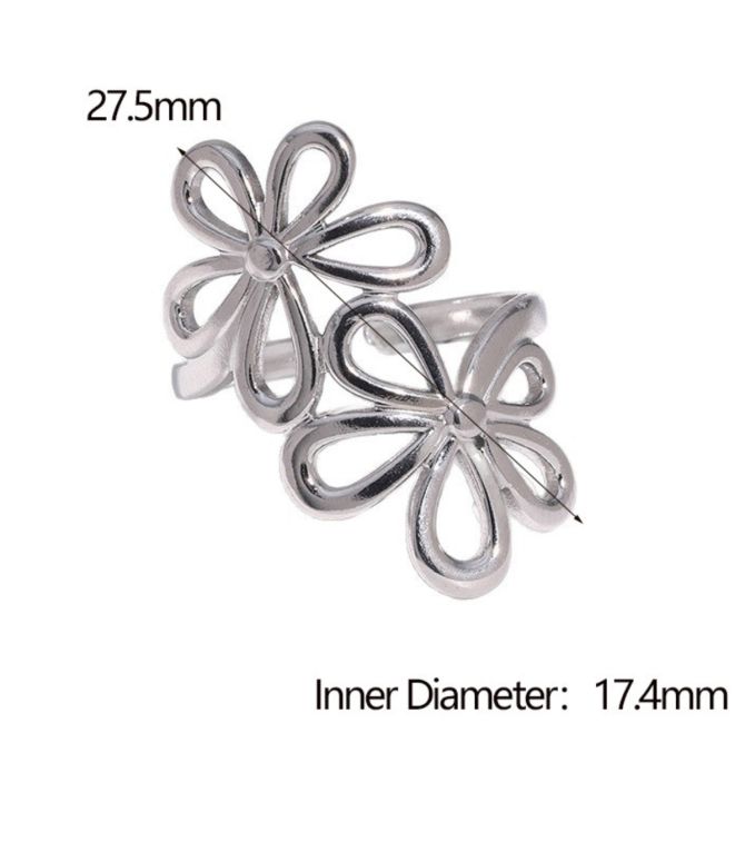 Anillo abierto flores plata