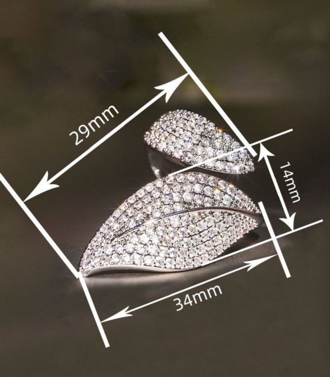 Anillo silver diamond leaf