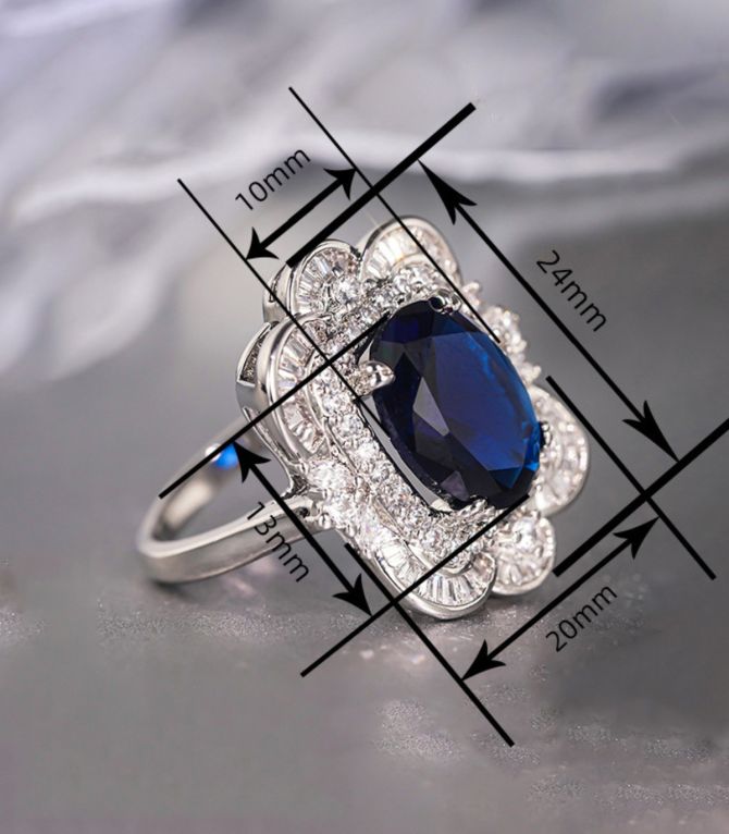 Anillo azul oval 7